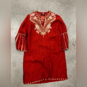Johnny Was Linen Embroidered Tunic Dress